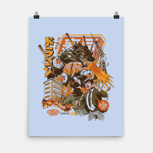 Sushi Dragon Attack-None-Matte-Poster-ilustrata