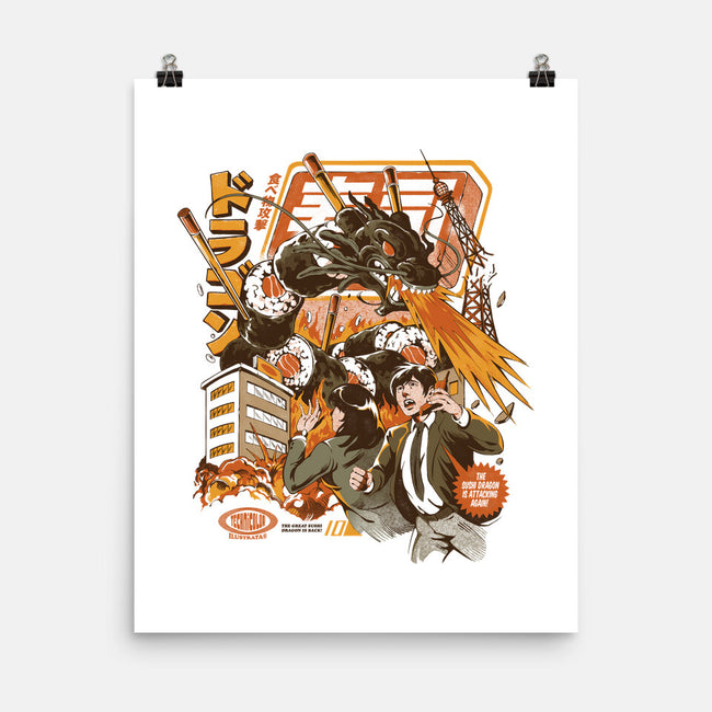 Sushi Dragon Attack-None-Matte-Poster-ilustrata