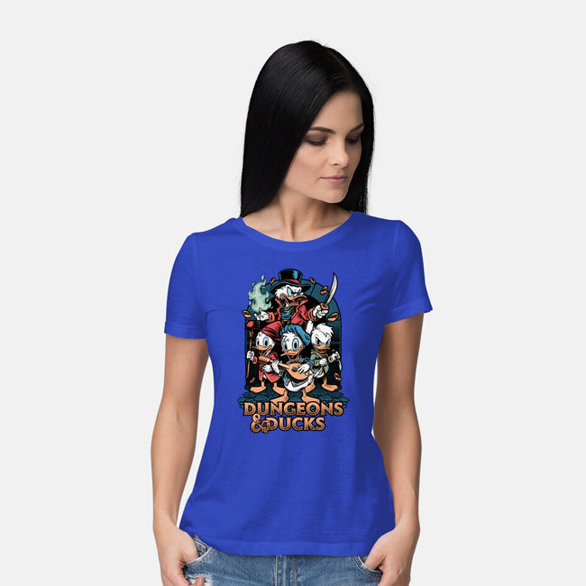 Dungeons And Ducks Cartoon-Womens-Basic-Tee-Studio Mootant