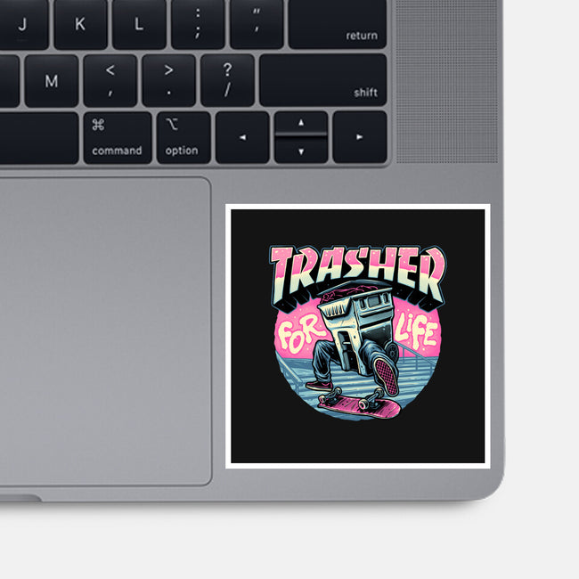 Trasher For Life-None-Glossy-Sticker-momma_gorilla