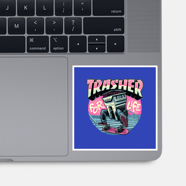 Trasher For Life-None-Glossy-Sticker-momma_gorilla