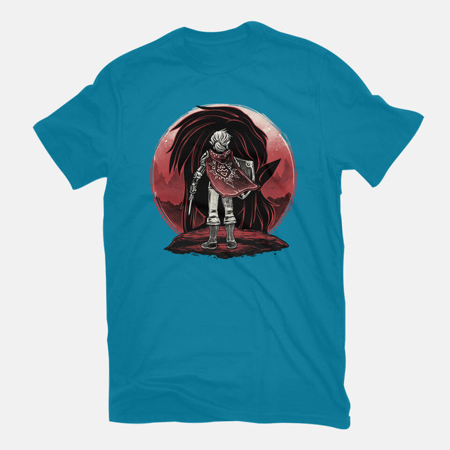 Hero And The Red Sunset-Mens-Heavyweight-Tee-momma_gorilla