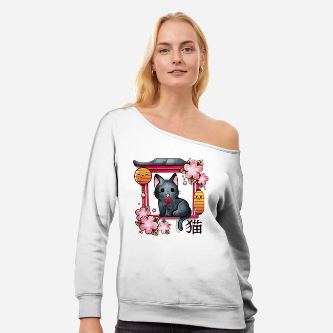 Japan Kitten-Womens-Off Shoulder-Sweatshirt-Vallina84