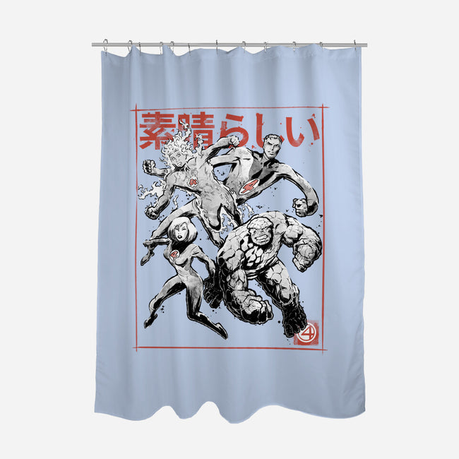 Fantastic Superheroes Sumi-e-None-Polyester-Shower Curtain-Astrobot Invention