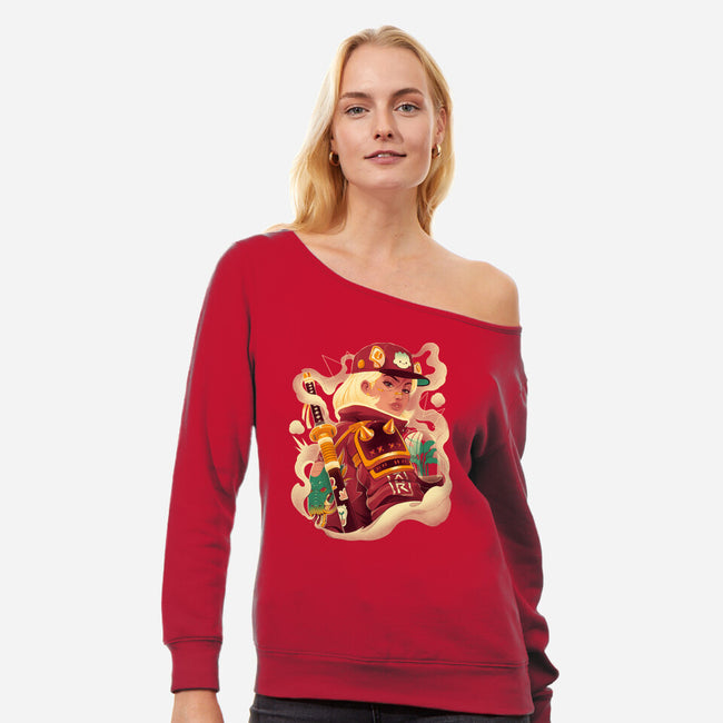 Solar Dragon-Womens-Off Shoulder-Sweatshirt-Bruno Mota