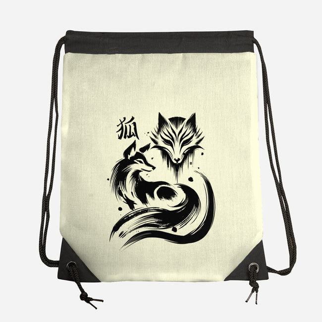 Fox Kitsune-None-Drawstring-Bag-fanfabio