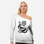 Fox Kitsune-Womens-Off Shoulder-Sweatshirt-fanfabio