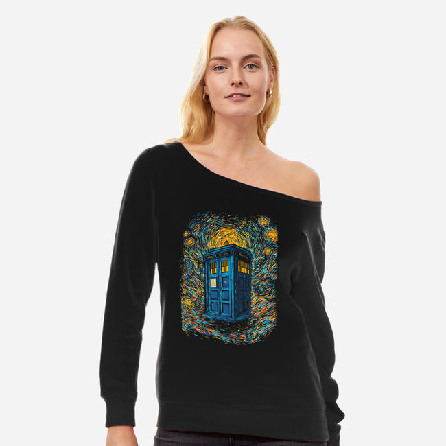 Starry Night Blue Box-Womens-Off Shoulder-Sweatshirt-kharmazero