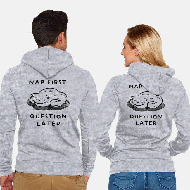 Nap First Question Later-Unisex-Zip-Up-Sweatshirt-FunkVampire