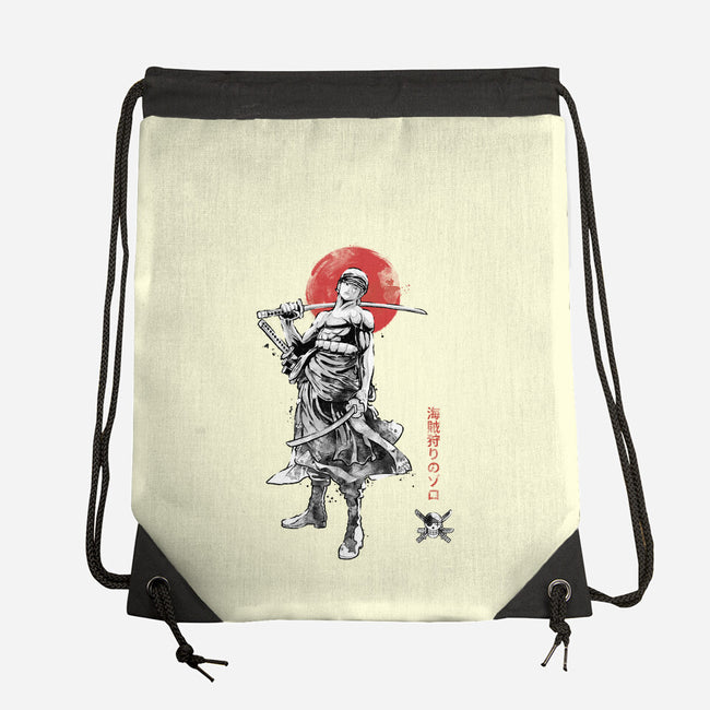 Pirate Hunter Sumi-e-None-Drawstring-Bag-Astrobot Invention