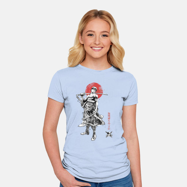 Pirate Hunter Sumi-e-Womens-Fitted-Tee-Astrobot Invention