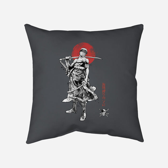 Pirate Hunter Sumi-e-None-Removable Cover w Insert-Throw Pillow-Astrobot Invention