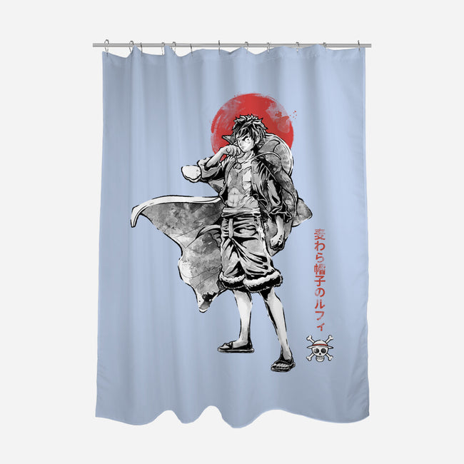 Straw Hat Captain Sumi-e-None-Polyester-Shower Curtain-Astrobot Invention