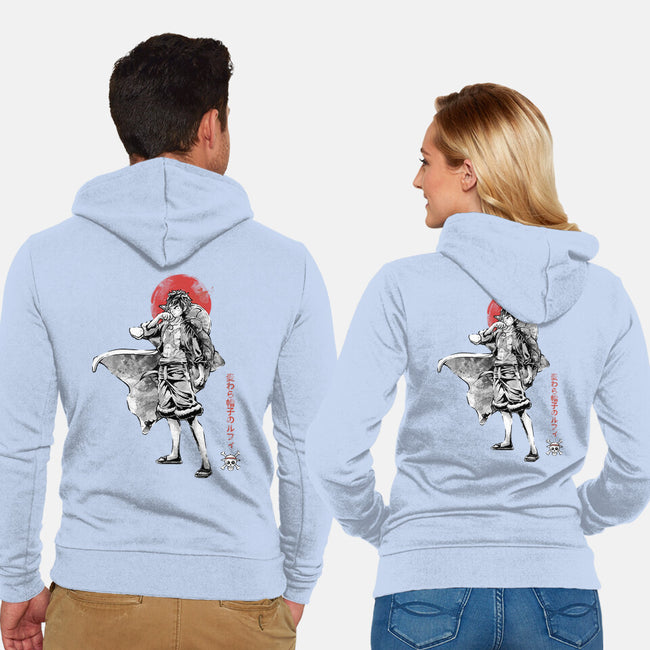 Straw Hat Captain Sumi-e-Unisex-Zip-Up-Sweatshirt-Astrobot Invention