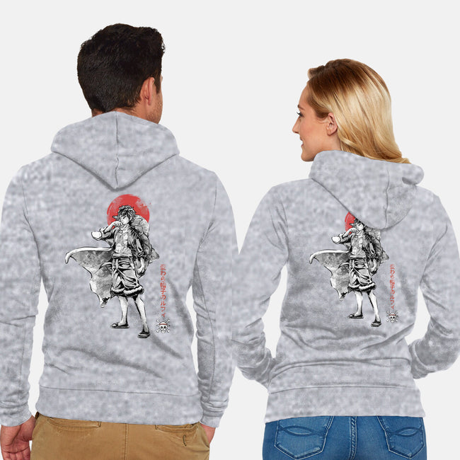 Straw Hat Captain Sumi-e-Unisex-Zip-Up-Sweatshirt-Astrobot Invention