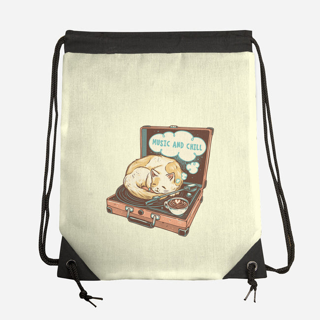 Music And Chill Cat-None-Drawstring-Bag-glitchygorilla