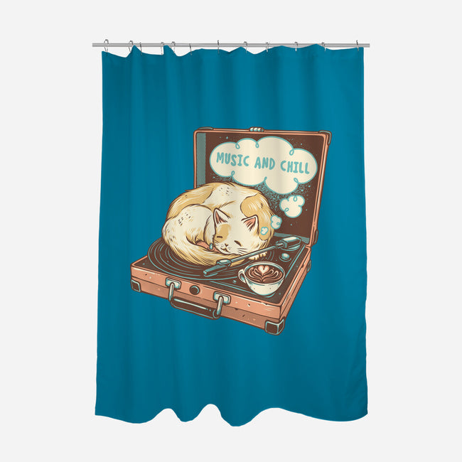 Music And Chill Cat-None-Polyester-Shower Curtain-glitchygorilla