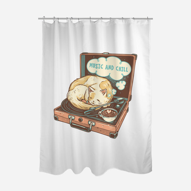 Music And Chill Cat-None-Polyester-Shower Curtain-glitchygorilla