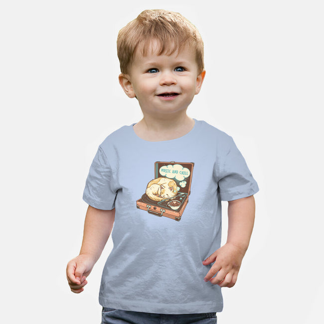 Music And Chill Cat-Baby-Basic-Tee-glitchygorilla