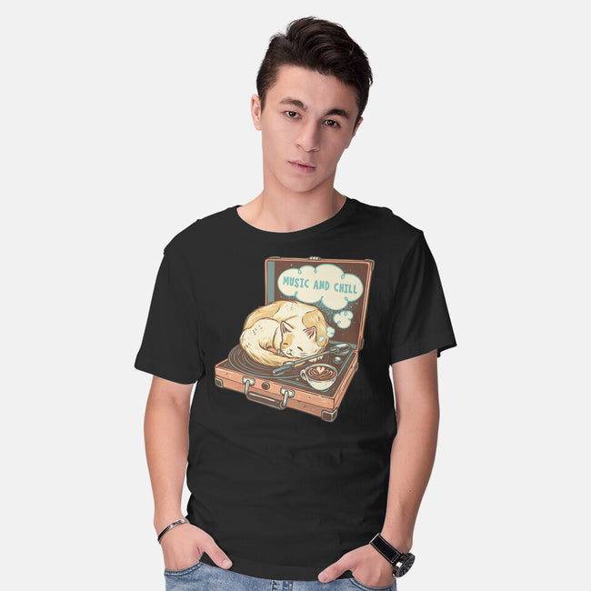 Music And Chill Cat-Mens-Basic-Tee-glitchygorilla