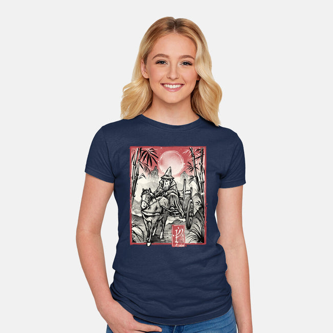 The Grey Traveler-Womens-Fitted-Tee-glitchygorilla