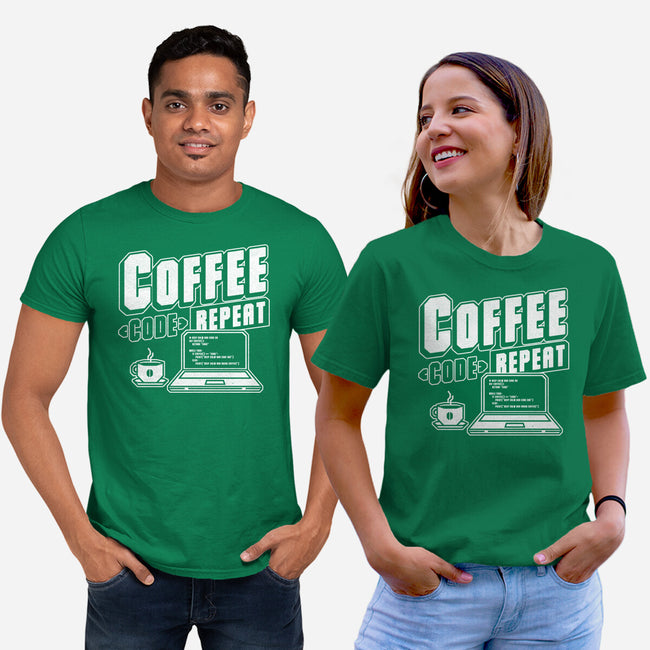 Coffee Code Repeat-Unisex-Basic-Tee-Studio Mootant