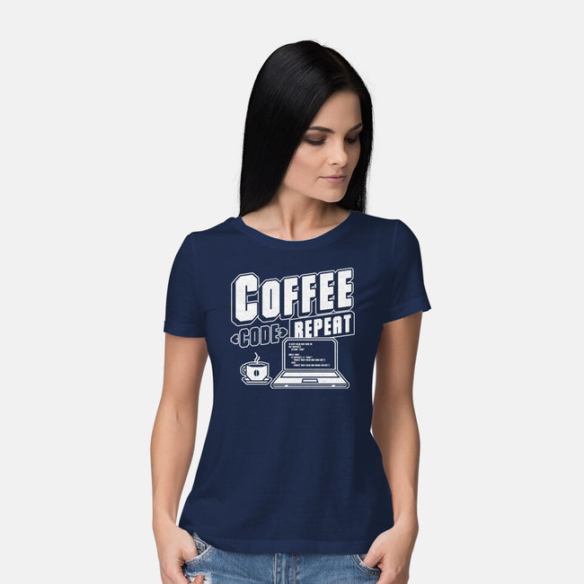 Coffee Code Repeat-Womens-Basic-Tee-Studio Mootant