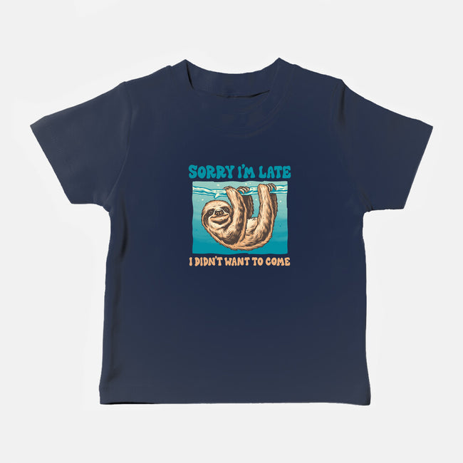 Not So Sorry Sloth-Baby-Basic-Tee-momma_gorilla