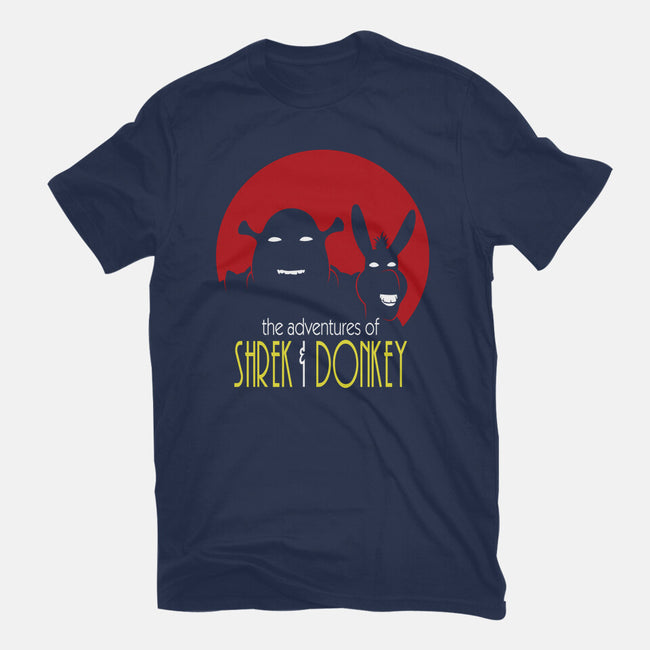 Adventures Of Shrek And Donkey-Womens-Basic-Tee-jasesa