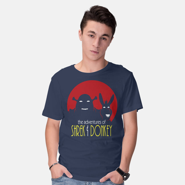 Adventures Of Shrek And Donkey-Mens-Basic-Tee-jasesa