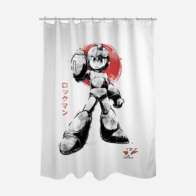 Mega Kid Sumi-e-None-Polyester-Shower Curtain-Astrobot Invention