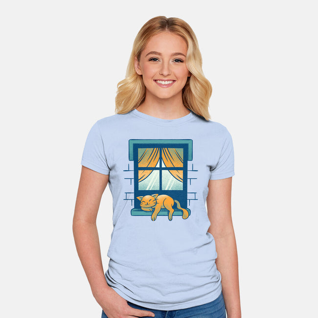 Relax On Window-Womens-Fitted-Tee-FunkVampire