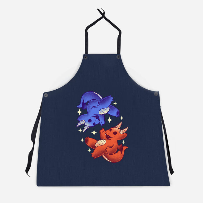 Fire And Water Dragons-Unisex-Kitchen-Apron-FunkVampire