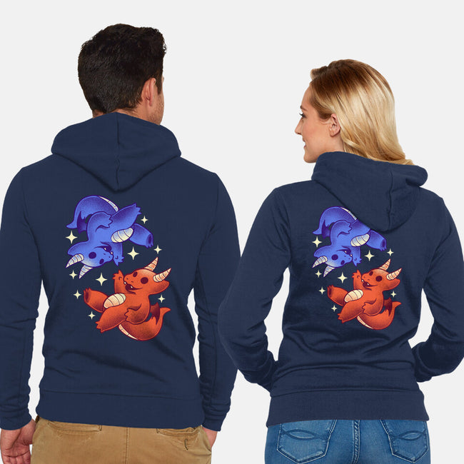 Fire And Water Dragons-Unisex-Zip-Up-Sweatshirt-FunkVampire