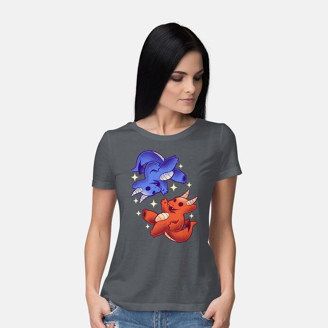 Fire And Water Dragons-Womens-Basic-Tee-FunkVampire