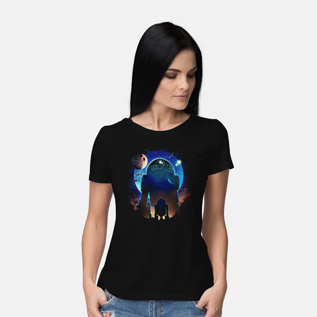 Droid Night-Womens-Basic-Tee-dandingeroz
