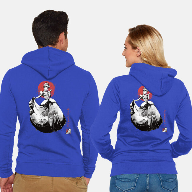 Moonlit Maiden Sumi-e-Unisex-Zip-Up-Sweatshirt-Astrobot Invention