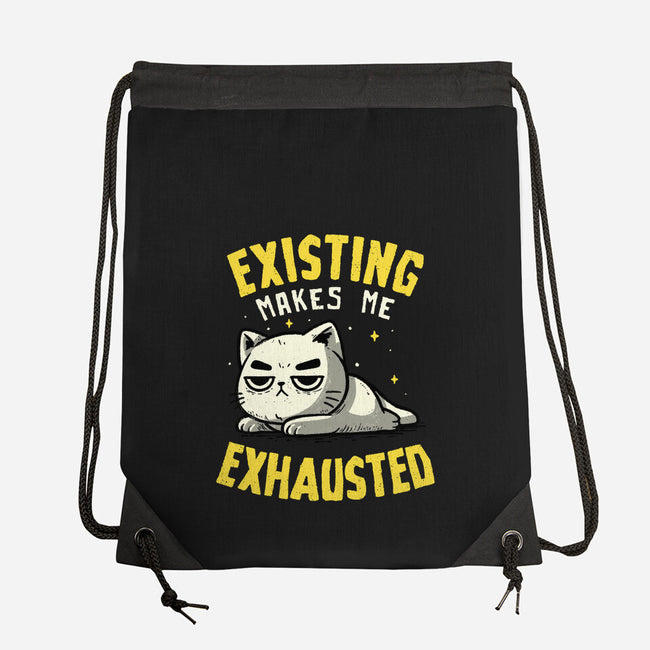 Existing Makes Me Exhausted-None-Drawstring-Bag-koalastudio