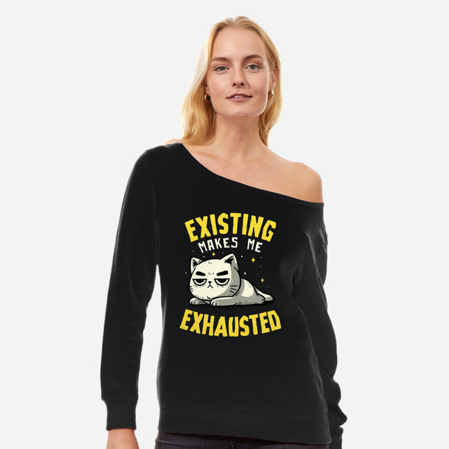 Existing Makes Me Exhausted-Womens-Off Shoulder-Sweatshirt-koalastudio