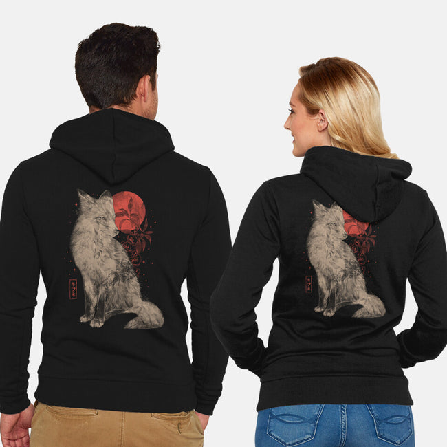 Bloomy Fox-Unisex-Zip-Up-Sweatshirt-eduely