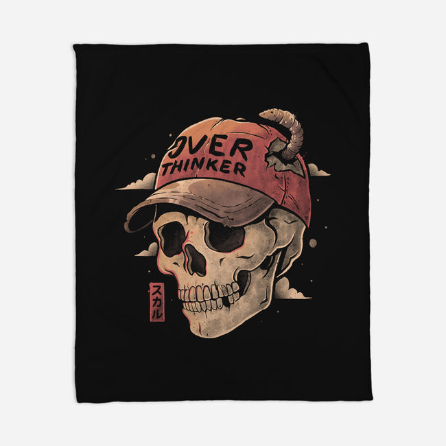 Overthinker Skull-None-Fleece-Blanket-eduely