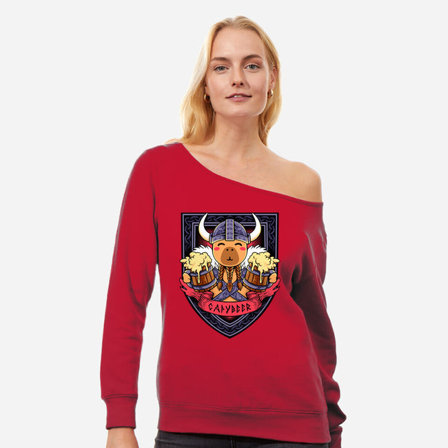 Capybeer-Womens-Off Shoulder-Sweatshirt-spoilerinc