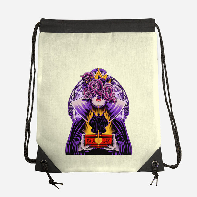 Dark Queen Flower Face-None-Drawstring-Bag-rmatix