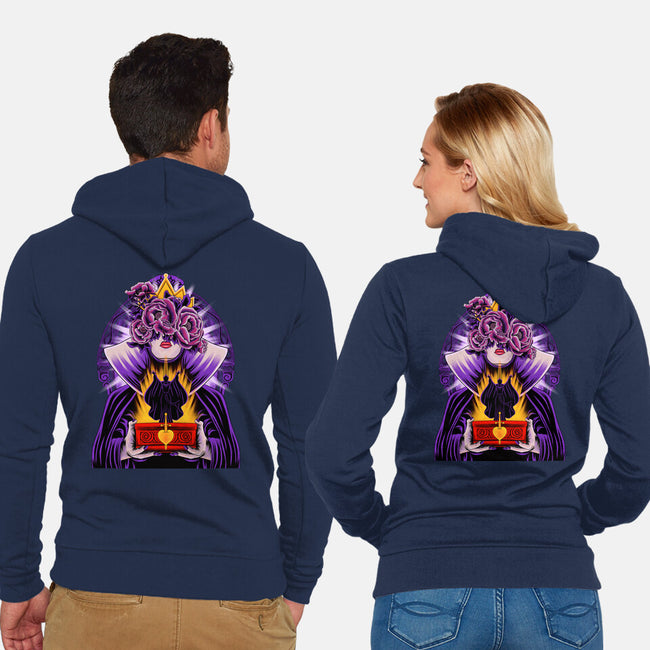 Dark Queen Flower Face-Unisex-Zip-Up-Sweatshirt-rmatix