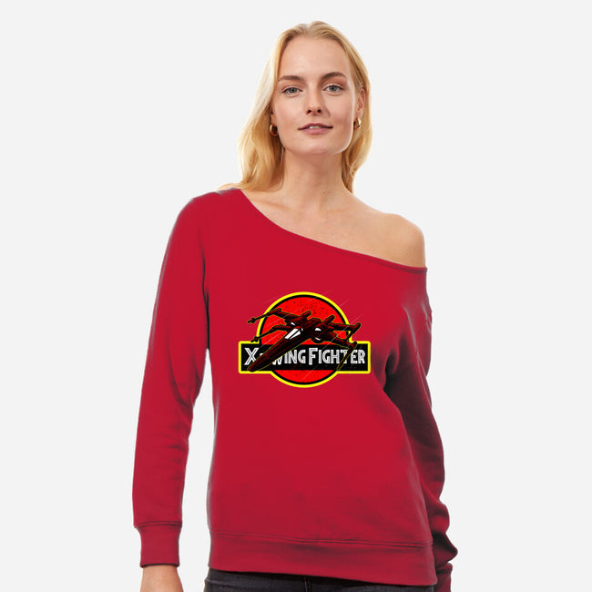 X-Wing Park-Womens-Off Shoulder-Sweatshirt-Astrobot Invention