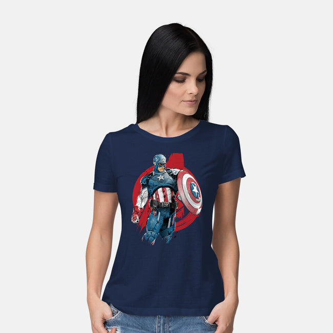 The First Avenger-Womens-Basic-Tee-DrMonekers