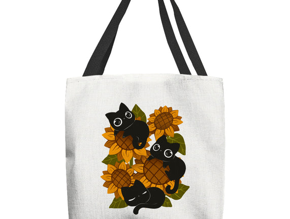 Sunflowers And Black Kitties