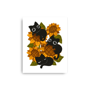 Sunflowers And Black Kitties