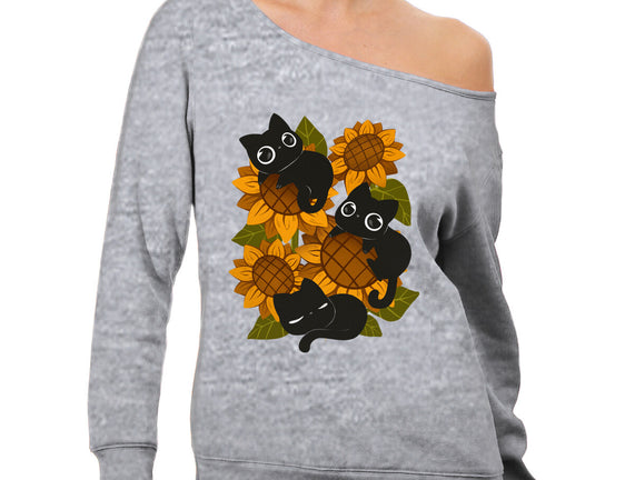 Sunflowers And Black Kitties