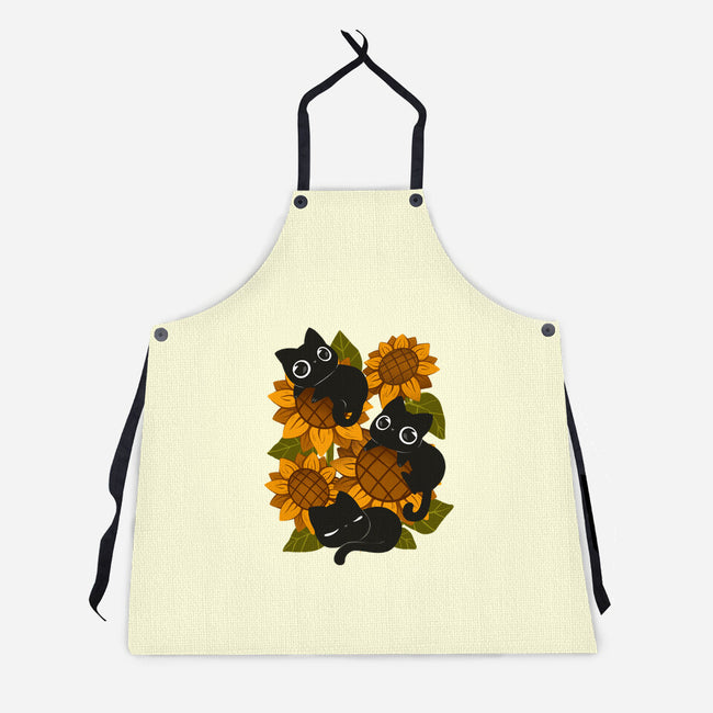 Sunflowers And Black Kitties-Unisex-Kitchen-Apron-ricolaa